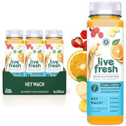 LiveFresh Vitamin C Saft – Hey Wach – Natürlicher Wachmacher mit Vitamin C & Koffein