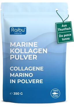 Marine Kollagen Pulver 10.000mg hochdosiert, geschmacksneutral aus Tunafisch - RAIBU