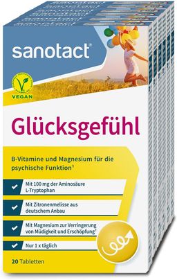 sanotact Glücksgefühl (Großpackung), Natürlicher Stimmungsaufheller, Vitamin Tabletten