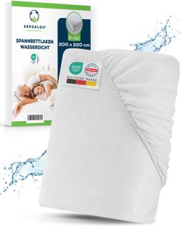 Sensalou Spannbettlaken wasserdicht 200 x 220 cm Spannbetttuch 2er Set