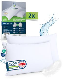 Sensalou Kissenbezug 2er Set Doppelpack wasserdicht - Kopfkissen Bezüge 40x60 cm