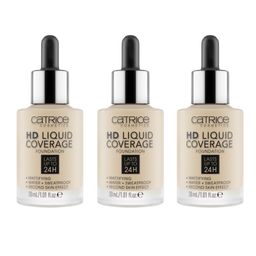 Catrice HD Liquid Coverage Foundation 010 Light Beige, 3er Pack