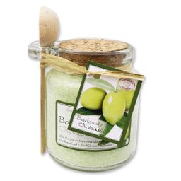 Florex - Badesalz im Glas mit Holzlöffel, Olivenöl