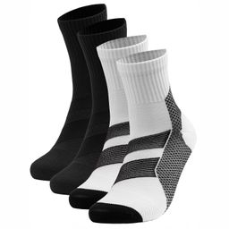 Occulto Herren Fersensporn Sport Kompressionssocken 2er Pack (Modell: Ian) Blk-Wht 43-46
