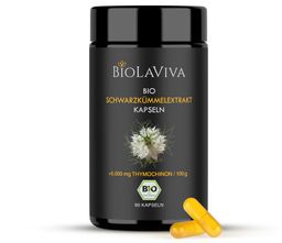 BIOLAVIVA Schwarzkümmel Extrakt Kapseln mit 5% Thymochinon | Hochdosiert | Bio| Laborgeprüft | Vegan