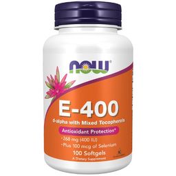 Now Foods Vitamin E-400 Gemischte Tocopherole mit Selen 100 Weichkapseln