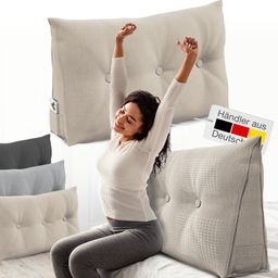 ELONEO Rückenkissen – Keilkissen fürs Bett & Sofa, abnehmbarer Bezug, praktisches Seitenfach Handy