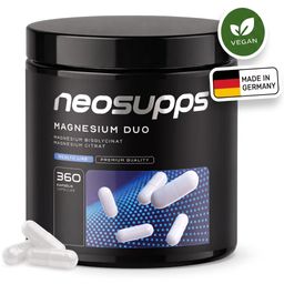 Neosupps Magnesium Duo, 360 Kapseln, Bisglycinat Citrat Komplex, Vegan, 6 MONAT VORRAT