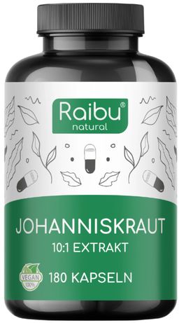 Johanniskraut Kapseln 10:1 Extrakt, Mit Natürliches Hypericin, 180 St  – RAIBU