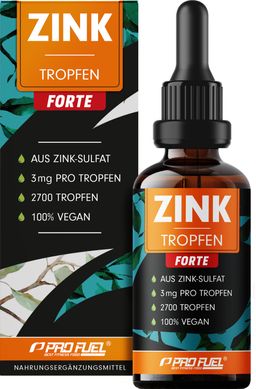 ProFuel - Zink Tropfen FORTE - 100ml | 2700 Tropfen | 3 mg Zink-Sulfat | vegan