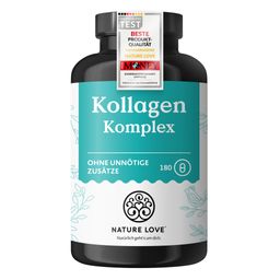 NATURE LOVE® Kollagen Komplex – 180 Kapseln mit Hyaluron, Biotin, Zink, Selen, Vitamin C & Silicium