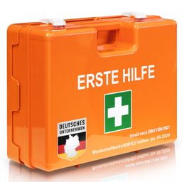 KARAT Erste-Hilfe-Koffer Klein DIN 13157 für kleine Betriebe - Mit Wandhalterung und 90° Stopper