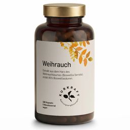 Kurkraft Weihrauch Kapseln hochdosiert – 500 mg Boswelliasäuren je Kapsel – Boswellia serrata vegan
