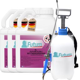 FUTUM 3x5L Bettwanzen- / Flohspray + 5L Sprüher