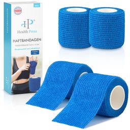 Health Press Haftbandage – Selbstklebender Verband 5 cm x 4,5 m – 4 Rollen