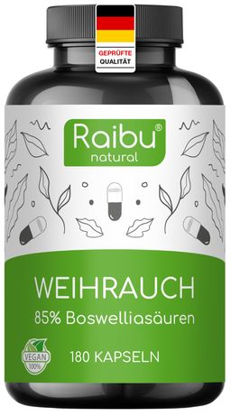 Weihrauch Kapseln Hochdosiert, 85% Boswelliasäuren, Deutschen Qualitätsstandards - RAIBU