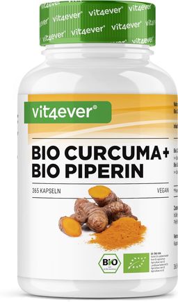 vit4ever Bio Curcuma - (Bio Kurkuma + schwarzer Pfeffer)