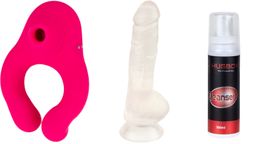 HUGBOX Sextoy Geschenkset – Klitorisstimulator, Dildo M & Toy Cleaner