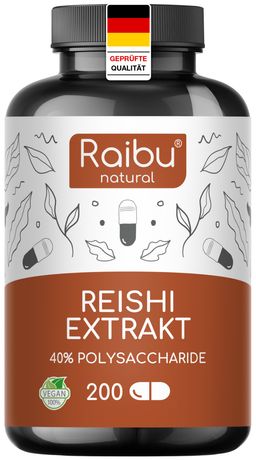 Reishi Extrakt Kapseln Hochdosiert, 650mg Reishi Extract pro Kapsel, 200 St - RAIBU