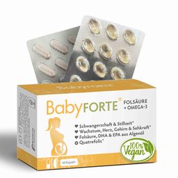 BabyFORTE Folsäure + Omega-3 | vegan | Schwangerschaftsvitamine & Stillzeit | DHA & EPA