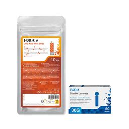 FORA 6 Harnsäure Teststreifen + FORA Lanzetten 30G - Kompatibel mit FORA 6 Connect