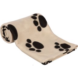 Knüller - Kuschel - Decke - Hundedecken - waschbar bei 30°C - beige mit schw. Pfoten