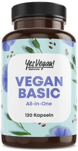 Yes Vegan® Vegan Complex (120 Kapseln) mit B12 K2 D3 Eisen Zink Selen und Omega 3, Mulivitamin