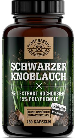 Scheunengut® Schwarzer Knoblauch | 25:1 Extrakt mit natürlichem S-Allylcystein, Allicin & Alliin