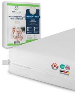 Sensalou Matratzenbezug mit Reissverschluss wasserdicht für Allergiker - 90 x 200 x 25 cm