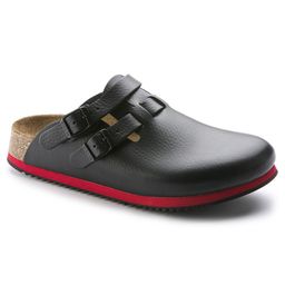 Birkenstock Clog Kay Superlauf, WB, Naturleder, schwarz/rot, normal