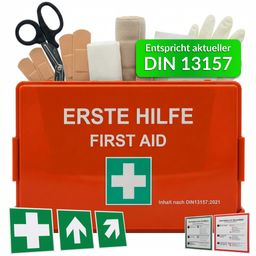 KARAT Erste-Hilfe-Koffer DIN 13157:2021 Verbandkasten mit Wandhalterung und ISO-Aufklebern