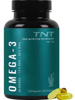 TNT Omega-3 Kapseln aus Algenöl - Vegan - 300mg DHA + 150mg EPA pro Kapsel.