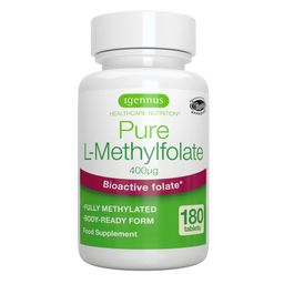 Igennus Methylfolat Folic Acid 400 mcg, Vitamin B9 Folsäure Tabletten, MTHFR, Clean & Laborgeprüft