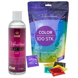 Vibratissimo Kondome Color + Play Gel Set