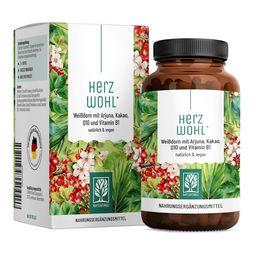 Herz Komplex 60 vegane Kapseln Weißdorn Arjuna Coenzym Q10 laborgeprüft Herzwohl NATURTREU®