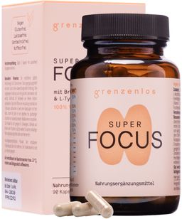 grenzenlos® SUPER FOCUS 13-in-1 Konzentration Komplex | Cholin, L-Tyrosin & Ginkgo | OHNE Koffein
