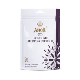 AMOR Gerippt-Genoppt Kondome 53mm
