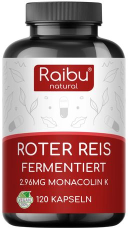 Roter Reis mit 2,96 mg Monacolin K & 50 mg Coenzym Q10 pro Kapsel - RAIBU