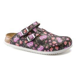 Birkenstock Clog Kay Superlauf, Birko-Flor, Blooming Roses Black, schmal