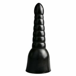 All Black - Großer dunkler Dildo mit Stufenform