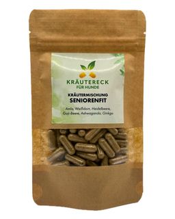 Kräuterkapseln Hund – SeniorenFit | mit Amla, Weißdorn, Goji & Ginkgo
