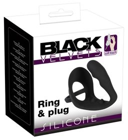 Penis-/Hodenring mit Analplug „Ring & plug“ | Erektionsverstärker | Black Velvets
