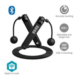 Nedis SmartLife Springseil / Bluetooth® / Dual Hall sensor / LED-Anzeige / PVC / 3.00 m / Akku-Bäl