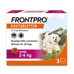 FRONTPRO® Kautablette für Hunde (2-4kg) - Jetzt 10% Rabatt sichern mit Gutscheincode „EinfacherSchutz“