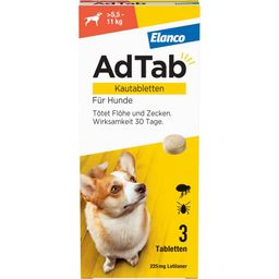 AdTab Kautabletten für Hunde über 5,5 bis 11 kg gegen Zecken und Flöhe, schnelle Abtötung von Parasiten für die Dauer von einem Monat