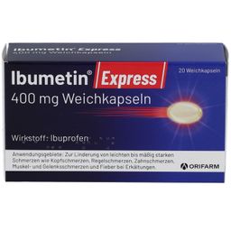 Ibumetin® Express 400mg Weichkapseln – die schnelle Lösung bei Schmerzen. Ohne Farbstoffe