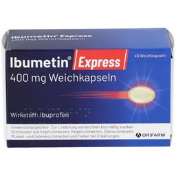 Ibumetin® Express 400mg Weichkapseln – die schnelle Lösung bei Schmerzen. Ohne Farbstoffe