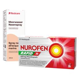 Redcare Meerwasser Nasenspray + NUROFEN® Rapid Weichkapseln 400mg Ibuprofen bei Schmerzen - für langanhaltende Schmerzlinderung