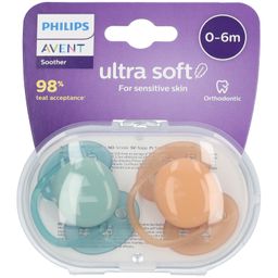 PHILIPS Avent Ultra Soft Schnuller 0-6 Monate, apricot/ grün