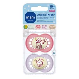 MAM Original Nacht Fopspeen Silikon Rosa 16m+